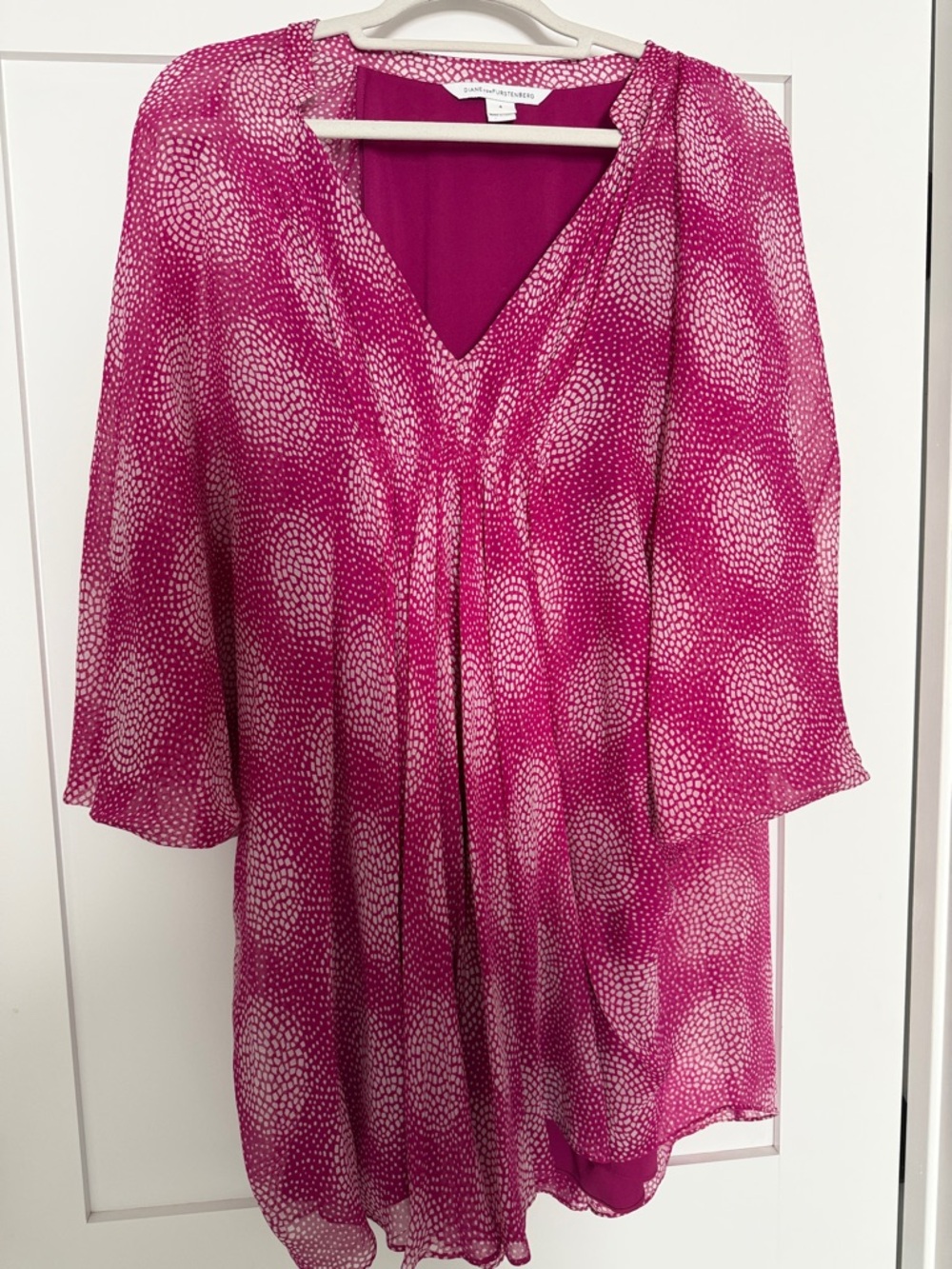 Maggy London Pink Dot-Print V-Neck Tunic